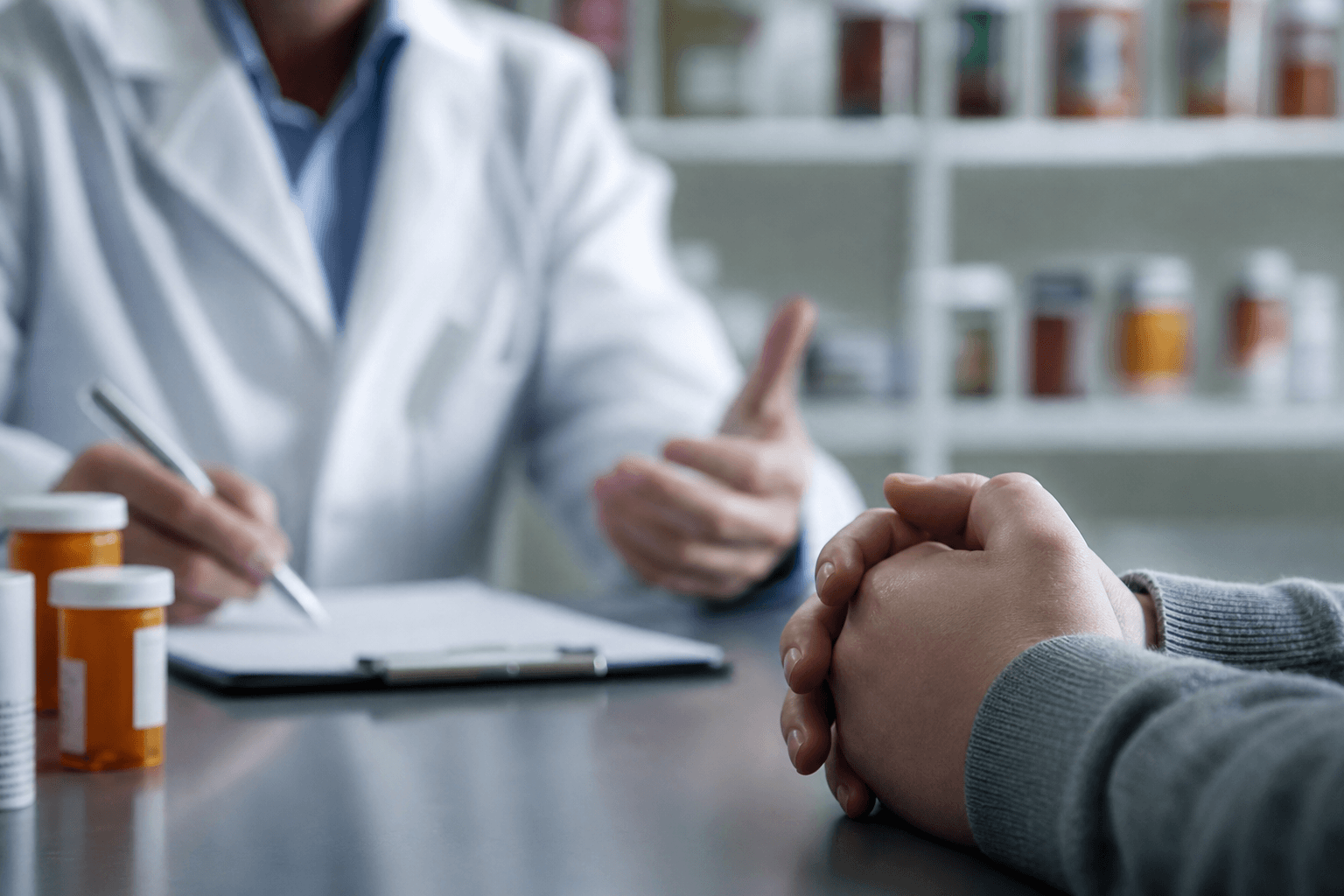 Patient consulting with a doctor about prescription drug dependency — beginning the path to treatment at Northbound